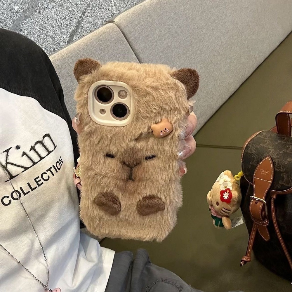 Shelly - Lüks Kapibara Tüylü Telefon Kılıfı, iPhone