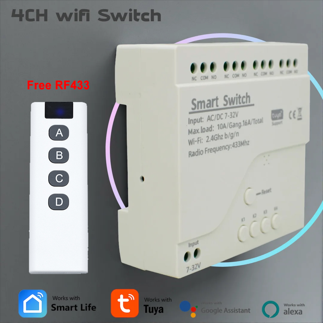 Tuya 4 Channel - 4 Kanallı Wifi Devre Kesici Tuya